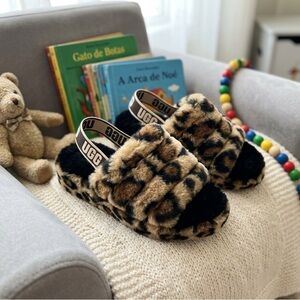 UGG Kids' Fuzzy Leopard Slippers